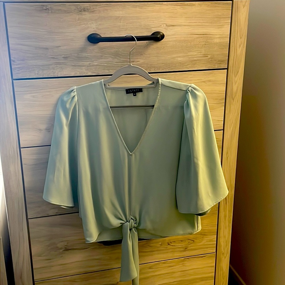 Sea foam green polyester top